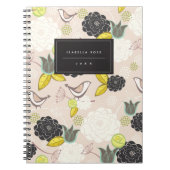 Tee Party Blumenblüten mit Birds Custom Notebook Notizblock (Vorderseite)