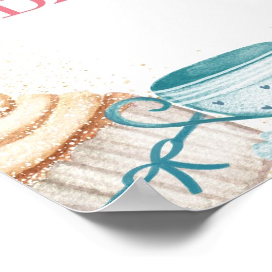 Tee-Party Blumenspülung Begrüßungszeichen Poster (Ecke)