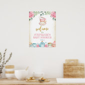 Tee-Party Blumenspülung Begrüßungszeichen Poster (Küche)