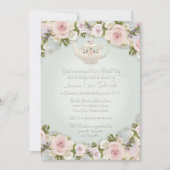 Tee-Party Blush Rose Sukkulentes Leaf Brautparty Einladung (Vorderseite)