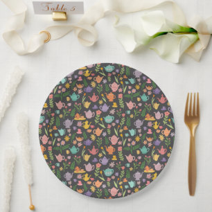 Tee-Party Braut- Ostern Geburtstag Frühling Blumen Pappteller