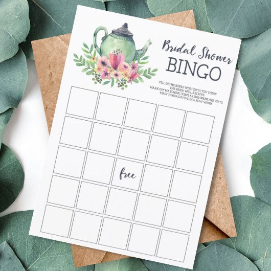 Tee Party Brautparty Bingo Game Card Einladung