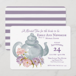 Tee Party Brautparty Blumenkohl Teekanne Einladung