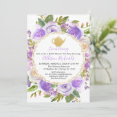 Tee-Party-Brautparty lila Lavendellippe Einladung (Stehend Vorderseite)