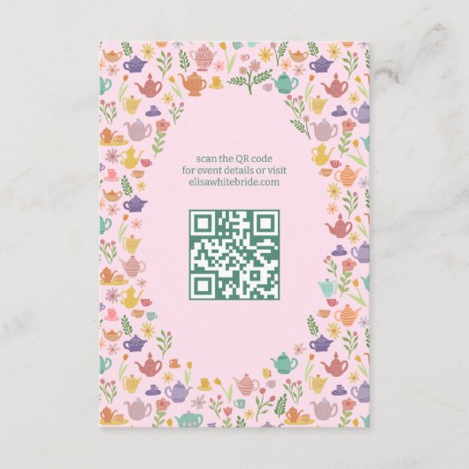 Tee Party Brautparty Niedlich CUSTOM QR Code Begleitkarte (Vorderseite)