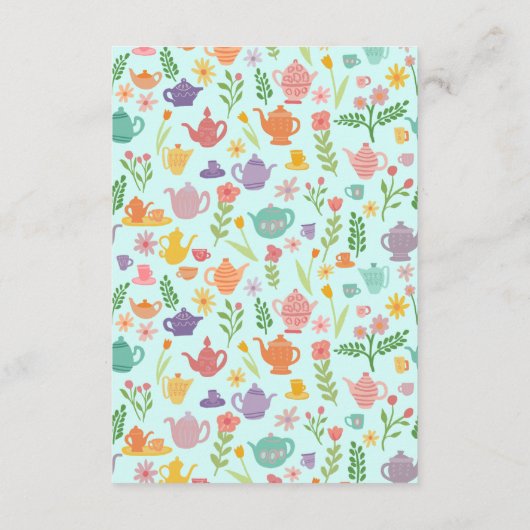 Tee Party Brautparty Niedlich CUSTOM QR Code Begleitkarte (Rückseite)