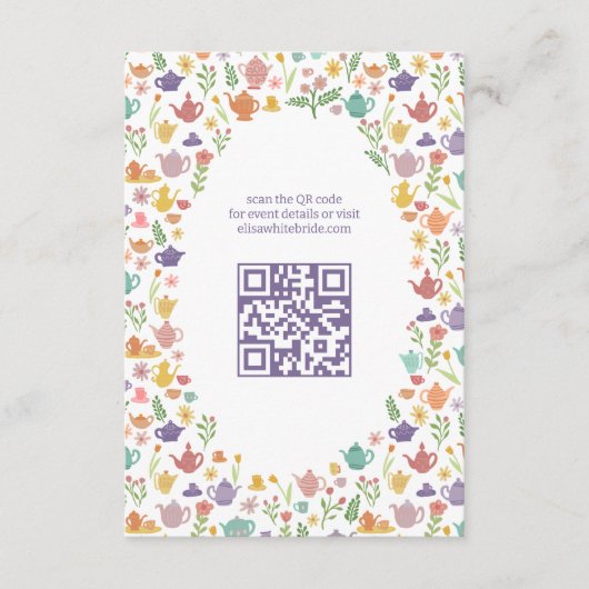 Tee Party Brautparty Niedlich CUSTOM QR Code Begleitkarte (Vorderseite)
