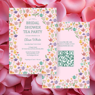 Tee Party Brautparty Niedlich CUSTOM QR Code Einladung