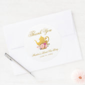 Tee Party Brautparty Pink Floral Vielen Dank Runder Aufkleber (Umschlag)