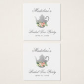 Tee-Party-Brautparty Rosa Blumensilber-Tags (Vorne & Hinten)