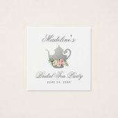 Tee-Party-Brautparty Rosa Blumensilber-Tags (Vorderseite)