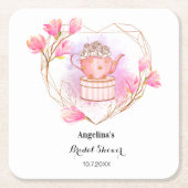Tee Party Brautparty Rosa Weiße Blüte Rechteckiger Pappuntersetzer (Vorderseite)