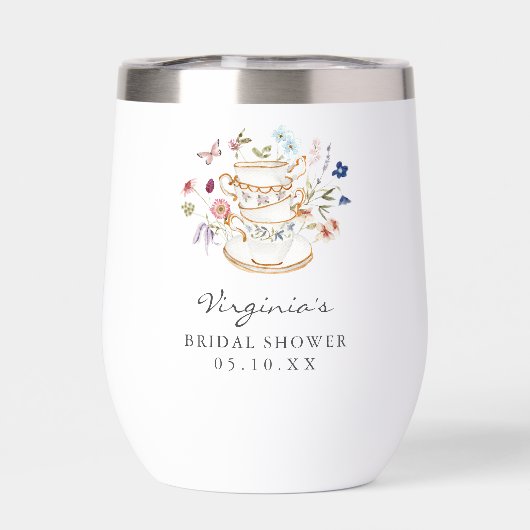 Tee Party Brautparty Stemless Wine Tumbler (Rückseite)