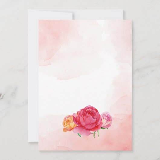 Tee-Party-Brautparty-Teetasse mit Blume rosa Einladung (Rückseite)