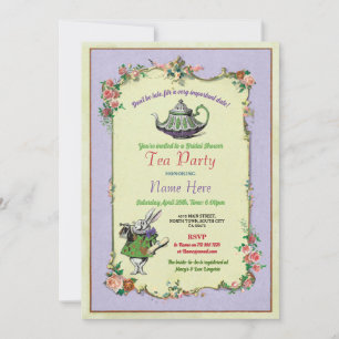Tee-Party Brautparty Wunderland Teapot Rabbit Einladung