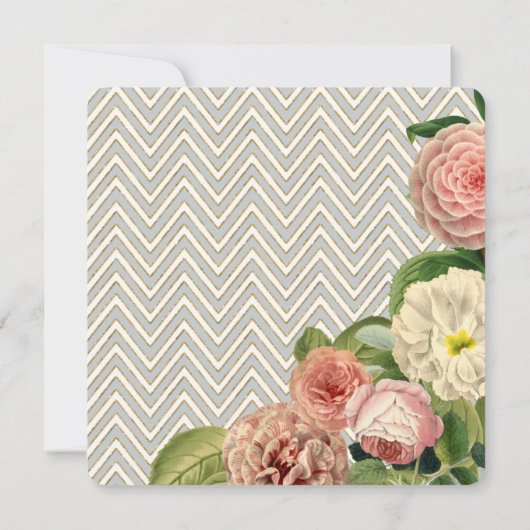 Tee-Party-Brautparty Zickzack Streifen Rose Einladung (Rückseite)