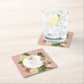 Tee-Party-Brautparty Zickzack Streifen Rose Rechteckiger Pappuntersetzer (Vor Ort)