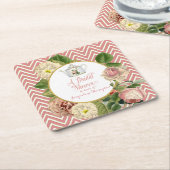 Tee-Party-Brautparty Zickzack Streifen Rose Rechteckiger Pappuntersetzer (angewinkelt)