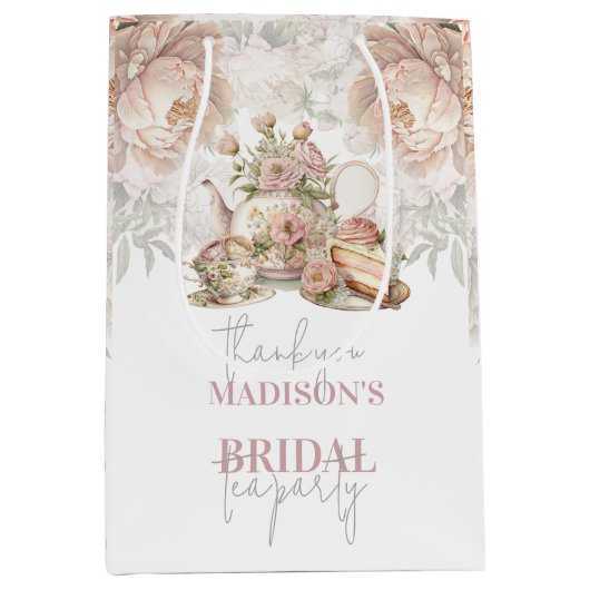 Tee Party Bridal Floral Personalisiert Mittlere Geschenktüte (Vorderseite)