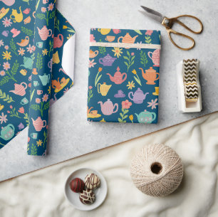 Tee Party Bridal Ostern Frühling Blumenkolorieren Geschenkpapier