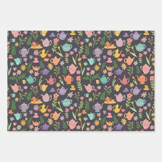 Tee Party Bridal Ostern Frühling Blumenkolorieren Geschenkpapier Set (Vorderseite 3)