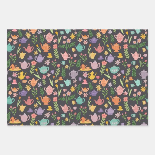 Tee Party Bridal Ostern Frühling Blumenkolorieren Geschenkpapier Set (Vorderseite 2)