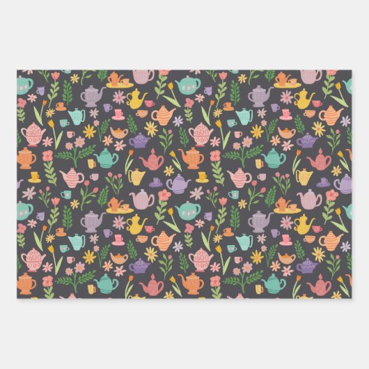 Tee Party Bridal Ostern Frühling Blumenkolorieren Geschenkpapier Set (Vorderseite)