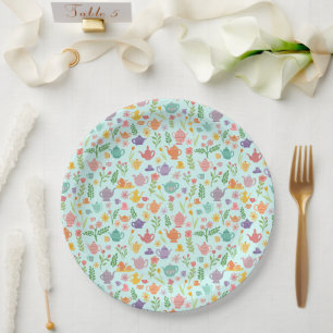 Tee Party Bridal Ostern Frühling Blumenkolorieren Pappteller