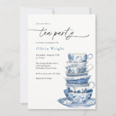 Tee-Party Chinoiserie Babydusche Einladung (Vorderseite)