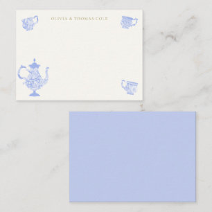 Tee Party Chinoiserie Blue Chic Lace Brautparty Mitteilungskarte