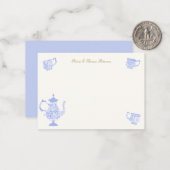 Tee Party Chinoiseries Lace Script Brautparty Mitteilungskarte (Vorderseite/Rückseite Beispiel)