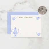 Tee Party Chinoiseries White Lace Brautparty Mitteilungskarte (Vorderseite/Rückseite Beispiel)