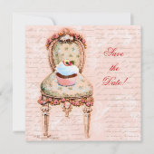 Tee Party Cupcake & Chair Save The Date (Vorderseite)