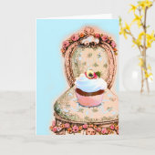 Tee-Party Cupcake-Design Karte (Gelbe Blume)