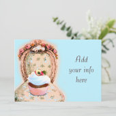 Tee-Party Cupcake Viktorianische Einladung (Stehend Vorderseite)