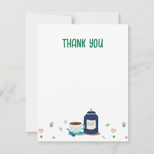 Tee-Party Dankeschön-Karte Dankeskarte (Rückseite)