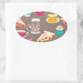 Tee Party Dessert Print Cupcake Pie Doodle Ovaler Aufkleber (Tasche)