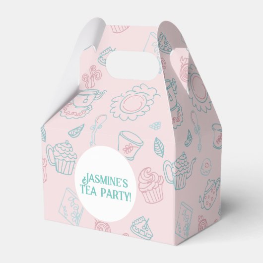 Tee Party Doodle Muster Geburtstagsparty Geschenkschachtel (Vorderseite)