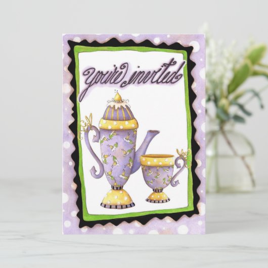 Tee-Party - Einladung (Stehend Vorderseite)