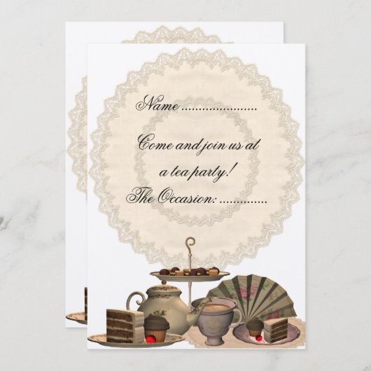 Tee-Party - Einladung (Vorne/Hinten)