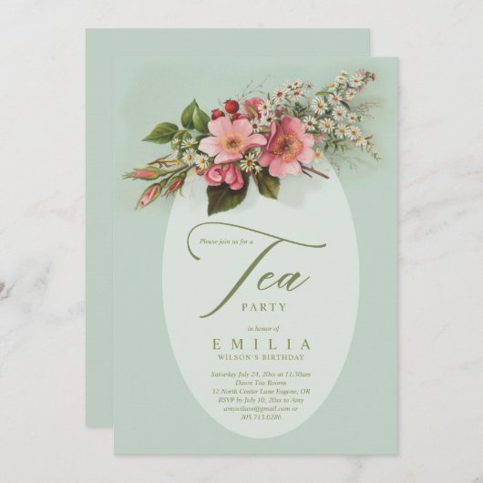 Tee-Party Einladung (Vorne/Hinten)
