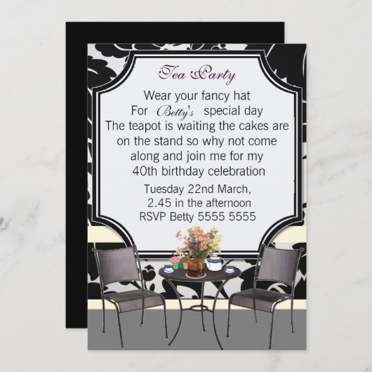 Tee-Party Einladung (Vorne/Hinten)