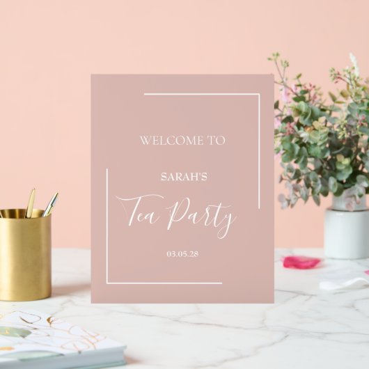 Tee-Party Einladung, Blumentee einladen, erröten Acrylschild (Hochzeit)