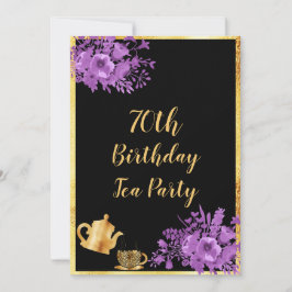 Tee Party Einladung Goldgold, 70. Geburtstag