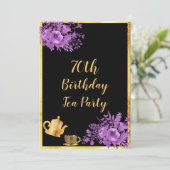 Tee Party Einladung Goldgold, 70. Geburtstag (Stehend Vorderseite)