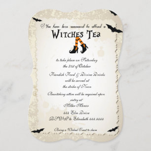Tee-Party Einladung Halloweens Witchs