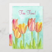 Tee Party Einladung Rosa Tulip Wasserfall-Art (Vorne/Hinten)