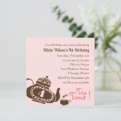 Tee-Party - Einladung von Mädchen zum Geburtstag (Stehend Vorderseite)