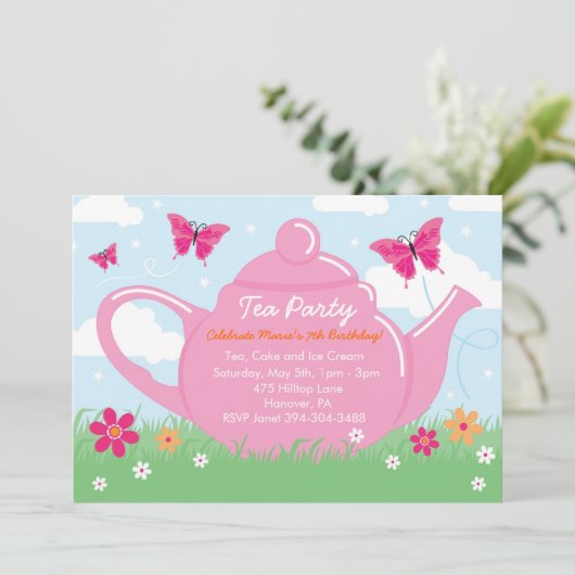 Tee-Party Einladungen (Stehend Vorderseite)