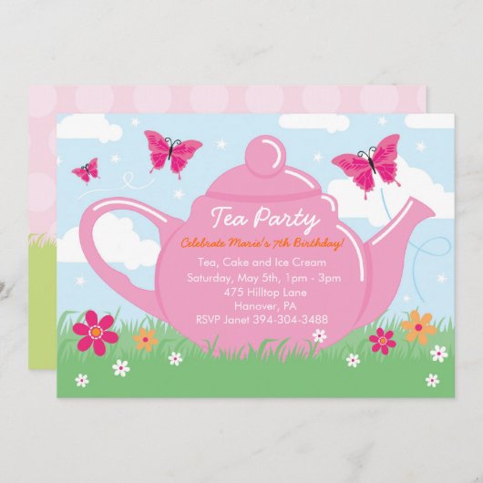 Tee-Party Einladungen (Vorne/Hinten)